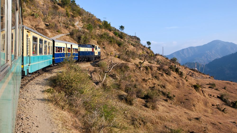 Toy Train moving through Batasia Loop